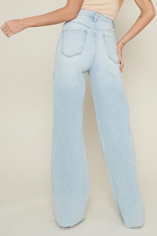 Distressed Wide Leg Jeans - Oak & Ivy Boutique