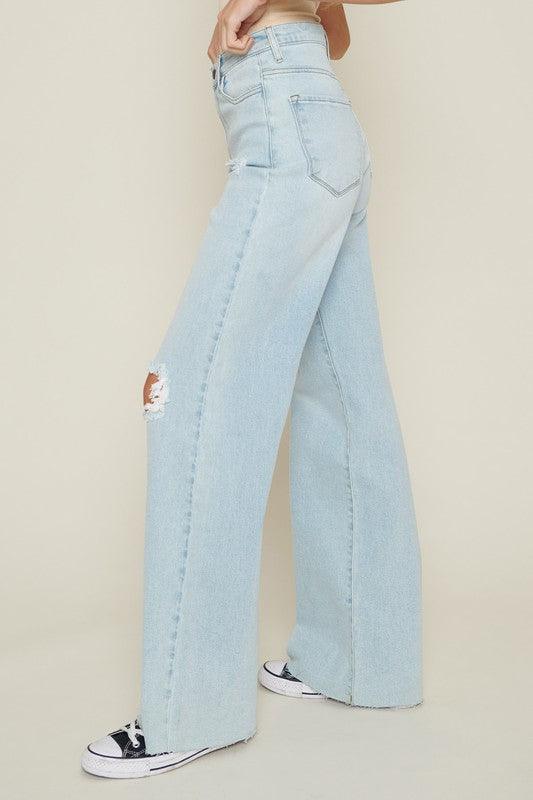 Distressed Wide Leg Jeans - Oak & Ivy Boutique