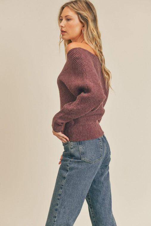Ribbed Knit Dolman Sleeve Sweater - Oak & Ivy Boutique