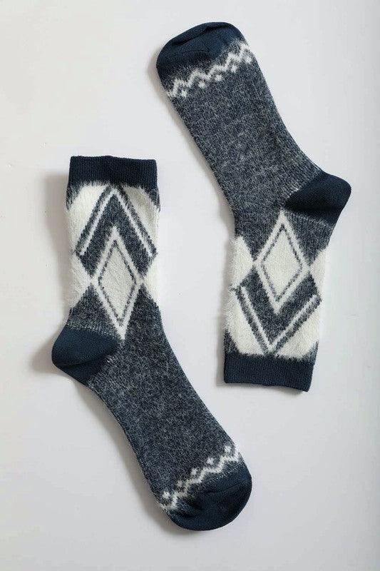 Faux Mohair Diamond Pattern Socks - Oak & Ivy Boutique