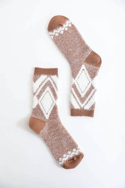 Faux Mohair Diamond Pattern Socks - Oak & Ivy Boutique
