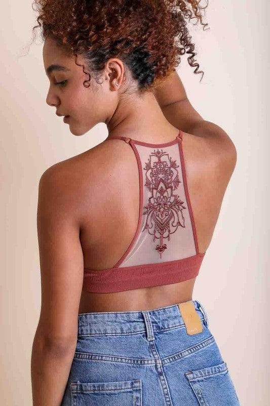 Tattoo Mesh Racerback Bralette - Oak & Ivy Boutique